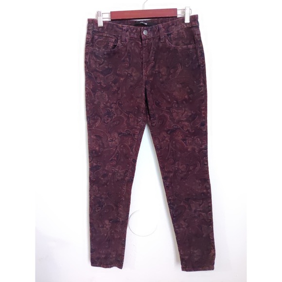 3/$20 Joe's Maroon Paisley Print Corduroy Mid Rise The Skinny Jeans 28 - Picture 1 of 10